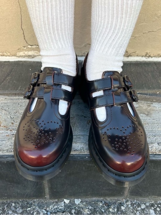 Dr. Martens Shoes - Dr. Martens Mary Jane Chunky Shoe Burgundy Cherry Red 🍒 Arcadia Leather